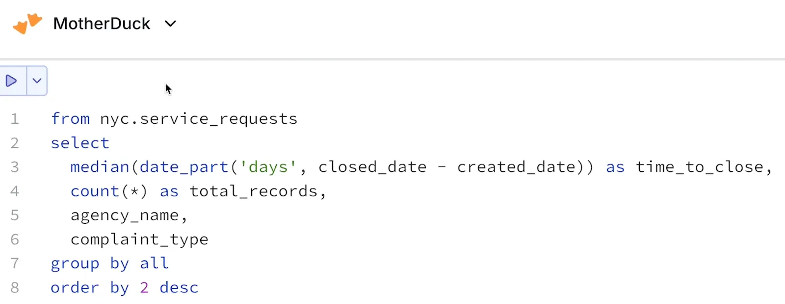 MotherDuck SQL interface